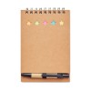 Notepad with pen and memo pad in Brown