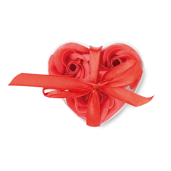 Soap Flower In Heart Shape in red