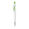 Push button pen with white bar in lime