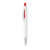 Push button pen with white bar in red