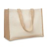 Jute and canvas shopping bag in beige