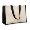 Jute and canvas shopping bag in Black