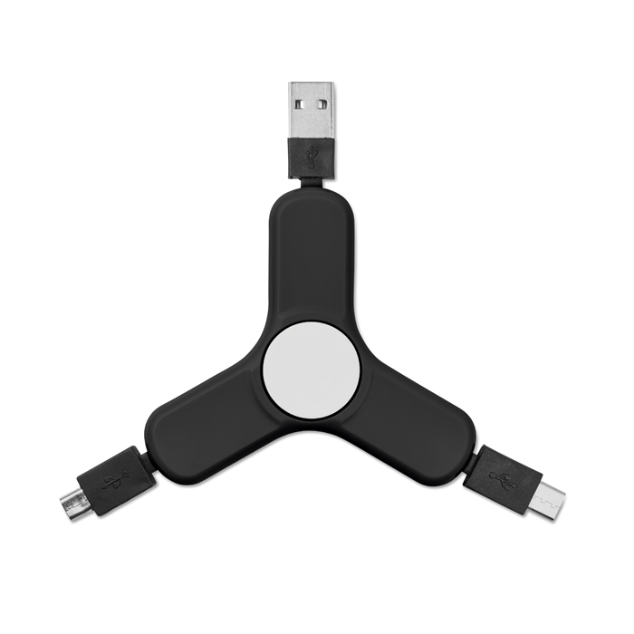 3 in 1 charging cable spinner in black