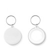 Small pin button key ring in White