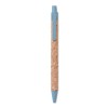 Cork/ Wheat Straw/ABS ball pen in Blue
