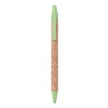 Cork/ Wheat Straw/ABS ball pen in Green