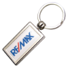 Rectangular Zinc Alloy Domed Keyrings in Silver