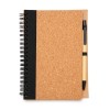 B6 Cork Notebook and PLA Bioplastic Pen  in Black