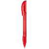 senator Hattrix Clear plastic ball pen with soft grip in strawberry-red