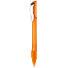 senator Hattrix Clear plastic ball pen with metal clip & soft grip in orange