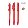 senator Challenger Clear plastic ball pen with soft grip in strawberry-red