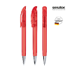 senator Challenger Clear plastic ball pen with metal tip in strawberry-red