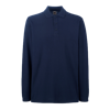 Premium Long Sleeve Pique Polo Shirt in deep-navy