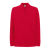 Premium Long Sleeve Pique Polo Shirt in red