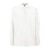 Premium Long Sleeve Pique Polo Shirt in white