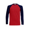 Contrast Long Sleeve Baseball T-Shirt in red-with-deep-navy