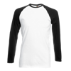 Contrast Long Sleeve Baseball T-Shirt in white-with-black