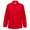 Kids Long Sleeve Pique Polo Shirt in red