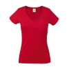 Lady Fit Value V Neck T-Shirt in red