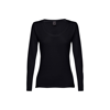 THC BUCHAREST WOMEN. Long-sleeved scoop neck fitted T-shirt for women. 100% carded cotton in black