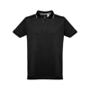 THC ROME. Men's Polo Shirt with contrast colour trim and buttons in black
