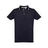THC ROME. Men's Polo Shirt with contrast colour trim and buttons in dark-blue