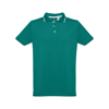 THC ROME. Men's Polo Shirt with contrast colour trim and buttons in emerald
