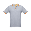 THC ROME. Men's Polo Shirt with contrast colour trim and buttons in light-grey