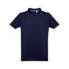 THC ROME. Men's Polo Shirt with contrast colour trim and buttons in navy-blue