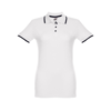 THC ROME WOMEN WH. Women's Polo Shirt with contrast colour trim and buttons in white