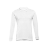 THC BERN WH. Men's long-sleeved 100% cotton piqué polo shirt with removable label in white