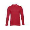 THC BERN. Men's long-sleeved 100% cotton piqué polo shirt with removable label in blood-red
