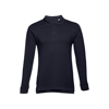 THC BERN. Men's long-sleeved 100% cotton piqué polo shirt with removable label in dark-blue