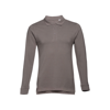 THC BERN. Men's long-sleeved 100% cotton piqué polo shirt with removable label in grey
