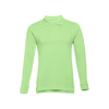 THC BERN. Men's long-sleeved 100% cotton piqué polo shirt with removable label in lime-green