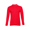 THC BERN. Men's long-sleeved 100% cotton piqué polo shirt with removable label in red