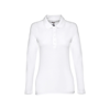 THC BERN WOMEN WH. Women's long-sleeved polo shirt in cotton piqué and viscose with removable label in white
