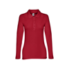 BERN WOMEN. Women's long sleeve polo shirt in blood-red
