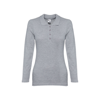 BERN WOMEN. Women's long sleeve polo shirt in light-grey