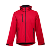 THC ZAGREB. Men's softshell jacket with detachable hood and rounded back hem in red