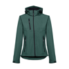THC ZAGREB WOMEN. Women's softshell jacket with detachable hood and rounded back hem in emerald