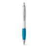 MOVE BK. Ball pen with clip and metal trim in cyan