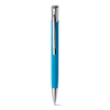 OLAF SOFT. Aluminium ball pen with rubber finish in cyan