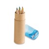 ROLS. Pencil box tube with 6 coloured pencils and sharpener in Blue