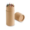 CYLINDER. Pencil box with 12 coloured pencils in Natural