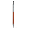 GALBA. Aluminium ball pen with touch tip and clip in orange