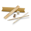 RHOMBUS. School writing set: ruler, pencil, eraser and sharpener in beige
