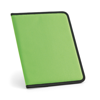 CUSSLER. A4 folder in 600D with lined sheet pad in lime-green