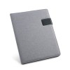 RIORDAN. A4 folder in imitation linen and PU. Lined sheets in Light Grey