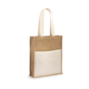 BRAGA. Jute bag (240 g/m²) with pocket in 100% cotton (140 gm²) in beige